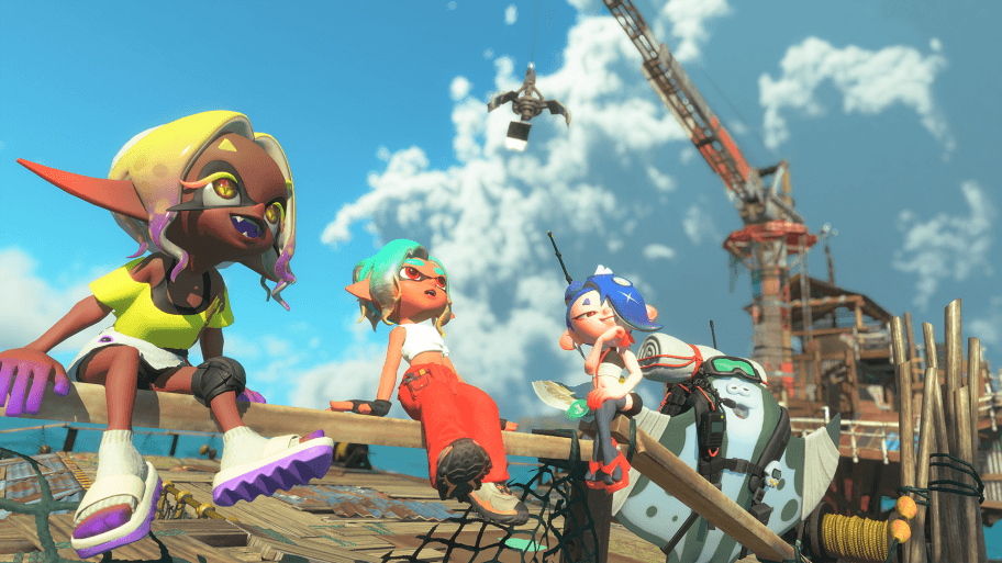Splatoon Raiders gameplay showing mechanic and Deep Cut trio on Spirhalite Islands
Splatoon 3 update
Splatoon Raiders Nintendo Switch 2
Splatoon 3 new weapons