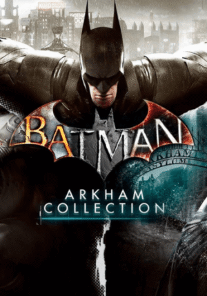 Batman Arkham Collection GOTY Steam Key pack artwork Batman and Batmobile in Arkham Knight Joker encounter in Arkham Asylum GOTY edition