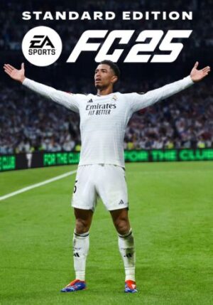 EA SPORTS FC 25 XBOX cover art with footballers in action EA SPORTS FC 25 gameplay screenshot showcasing HyperMotionV Digital download screen for EA SPORTS FC 25 on Xbox dashboard