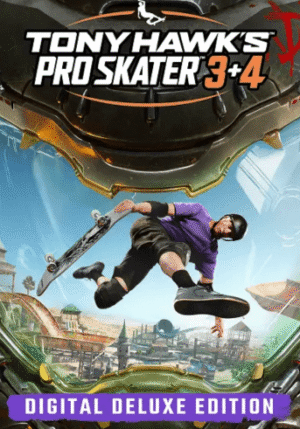 Tony Hawk’s Pro Skater 3 + 4 Digital Deluxe cover art “Tony Hawk game Doom Slayer content Create-a-Park feature Tony Hawk’s 3 + 4 remaster